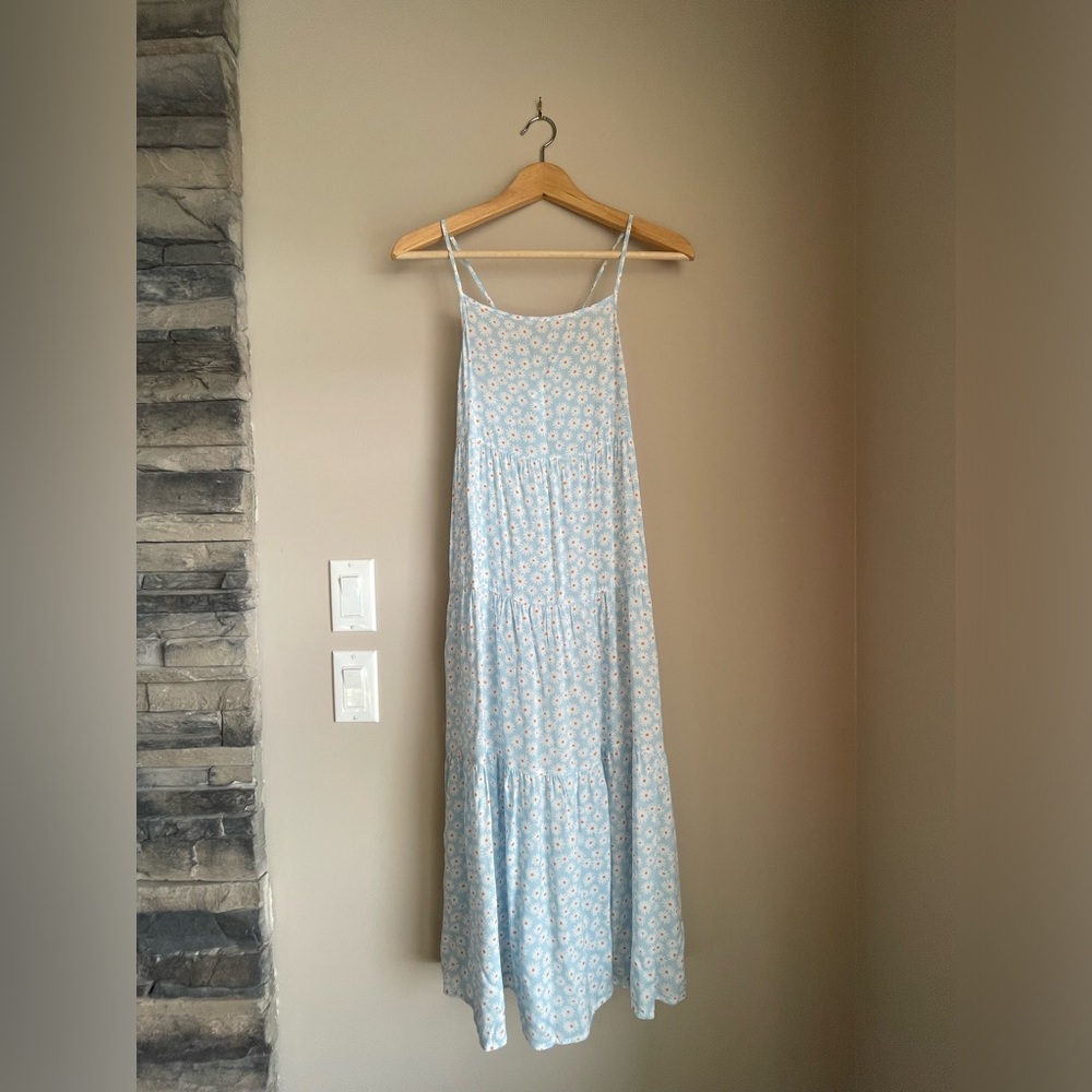SIMONS Blue Floral Tiered Maxi Dress | XS